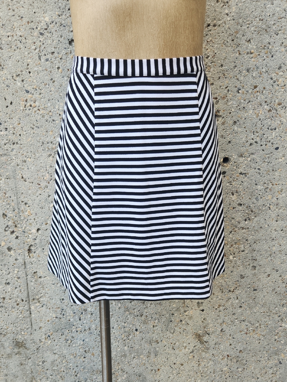 Michael Kors Black and White Striped A-Line Skirt